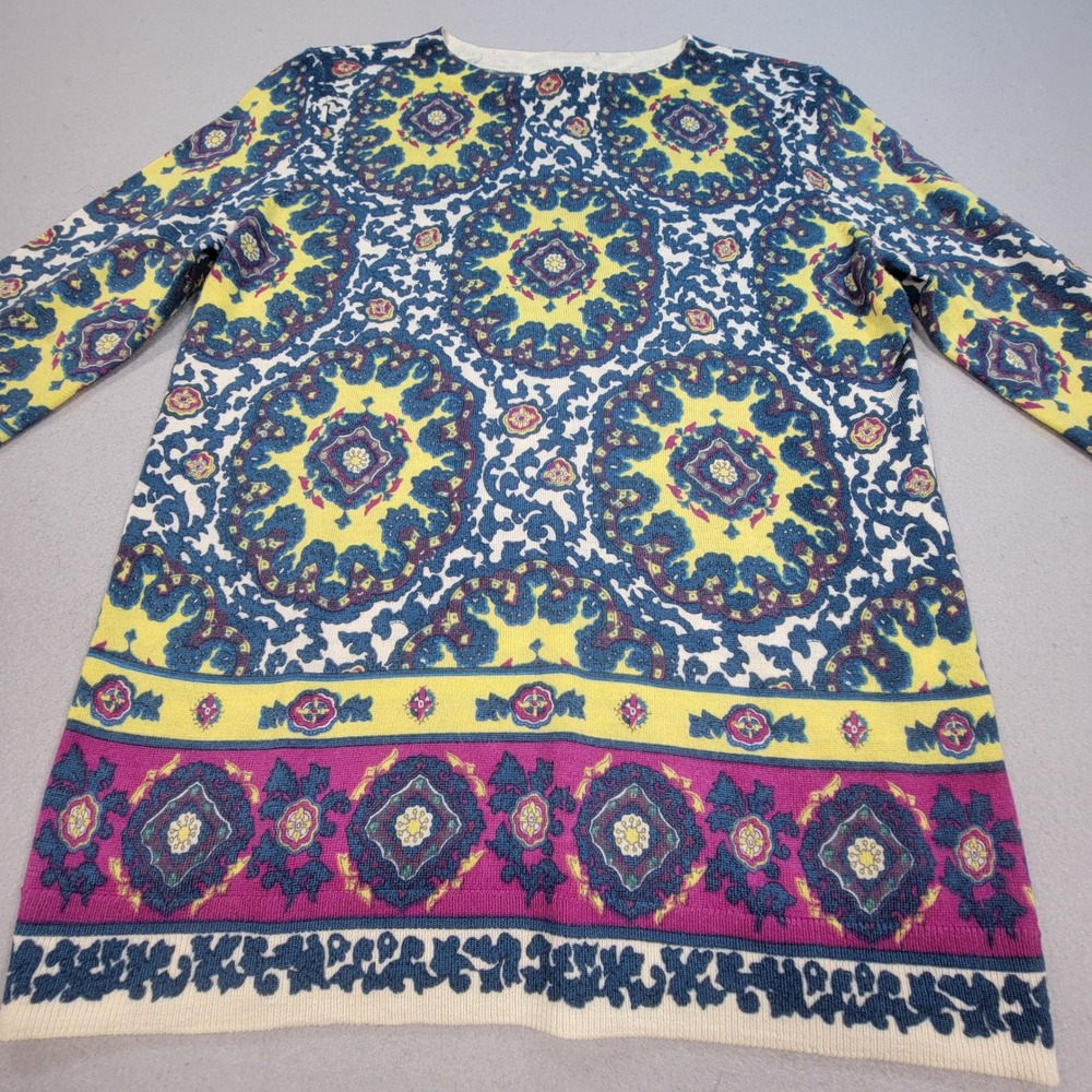 Talbots Merino Wool Sweater Medallion Print Knit Womens Petite Small Lightweight